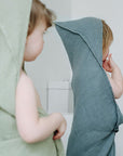 Linen Waffle Hooded Towel for Kids Sage