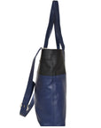 Royal Blue Two Tone Horizontal Leather Tote Brix and Bailey Ethical Leather Bag Brand