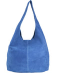 Cornflower Blue Suede Leather Hobo Boho Shoulder Bag Brix and Bailey Ethical Handbag Brand