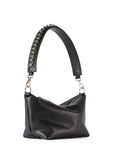 Top Grain Leather Baguette Bag with Metal Accents