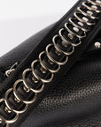 Top Grain Leather Baguette Bag with Metal Accents