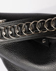 Top Grain Leather Baguette Bag with Metal Accents