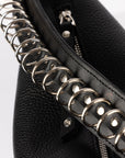 Top Grain Leather Baguette Bag with Metal Details