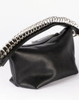 Top Grain Leather Baguette Bag with Metal Accents