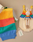 Organic Cotton Rainbow Stripe Bonnie Bunny Crochet Baby Toy