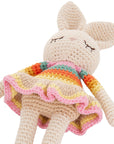 Organic Cotton Pink Rainbow Bonnie Ballerina Bunny Crochet Baby Toy