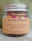 Premium natural botanical facial steam blend with lavender, rose, chamomile, calendula, vegan, luxury skincare, soothing, rejuvenating by Ralph's Orchard at brixbailey.com