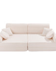 Large Modular Kids Sofa in White Boucle