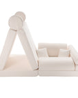 Large Modular Kids Sofa in White Boucle