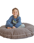 The MINICAMP Bouclé Fabric Kids Floor Cushion in Grey - Cozy & Stylish Playtime Essential by Minicamp at brixbailey.com