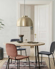 Balina large brass pendant light, contemporary black textured cable, adjustable height, premium brass finish, stylish kitchen or dining room lighting by Ella James at brixbailey.com