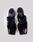 Black Handmade Patent Leather Strappy Sandals