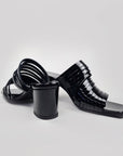 Black Handmade Patent Leather Strappy Sandals