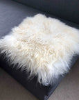 Premium British white curly sheepskin seat pad, luxury natural square cushion, stylish home decor, 38cm rustic charm by Wildash London at brixbailey.com