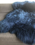 Premium Icelandic Sheepskin Rug in Rich Navy Blue, luxury fleece throw, sustainable Scandi decor, handcrafted ethical sheepskin by Wildash London at brixbailey.com