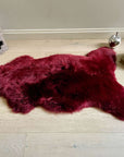 Premium British sheepskin rug, large Bordeaux red fleece throw, luxury organic free-range sheepskin, ethically sourced, hypoallergenic, machine washable by Wildash London at brixbailey.com