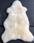 Luxury premium white sheepskin rug, full hide with soft long superwhite fur, natural ivory tone, medium size, machine washable by Wildash London at brixbailey.com