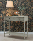 Spindle Leg Console Table with Two Drawers in Warm Grey