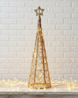 Wicker Christmas Tree with Star and Warm LED Light