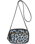 Blue Animal Print Leather Crossbody Convertible Bag