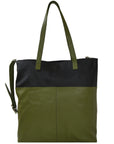 Olive And Black Two Tone Leather Tote Brix and Bailey Ethical Bag Brand