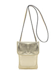 Gold Metallic Crossbody Leather Phone Bag Brix and Bailey Ethical Leather Bag