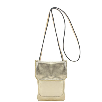 Gold Metallic Crossbody Leather Phone Bag Brix and Bailey Ethical Leather Bag