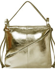 Gold Metallic Leather Convertible Tote Backpack Brix and Bailey