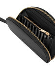 Black Leather Zip Around Half Moon Purse Brix and Bailey Ethical Bag Brand