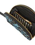 Blue Animal Print Leather Zip Around Half Moon Purse Brix and Bailey Brand