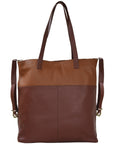 Chocolate And Camel Two Tone Leather Tote