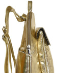 Gold Metallic Leather Flap Pocket Backpack Brix and Bailey Ethical Bag Brand