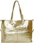 Gold Horizontal Metallic Leather Tote Bag Brix and Bailey Ethical Tote Bag