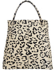 Ivory Leopard Print Drawcord Leather Hobo Shoulder Bag Brix Bailey Ethical Sustainable Handbag Brand