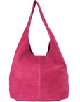 Raspberry Suede Leather Hobo Boho Shoulder Bag Brix and Bailey Ethical Handbag Brand