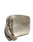 Bronze Leather Tassel Cross Body Camera Bag - Brix + Bailey