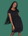 Black Cotton Breastfeeding Dress | Black Nursing Dress | MilkyMoon