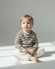 Brown and White Striped Thick Long Sleeve Top