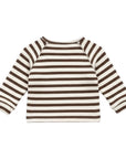 Brown and White Striped Thick Long Sleeve Top