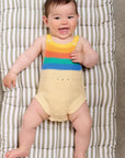 Rainbow Stripe Organic Knit Baby Romper