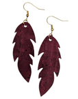 Burgundy leaf earrings