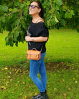 Handmade Leather Micro Satchel - Burnt Orange