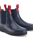 Busby Men's Winter Chelsea Boot, Navy Blue Leather