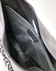 Black Leather Handbag with Metallic Accents, Crossbody