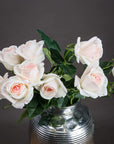 Lifelike artificial Palest Pink Tea Rose with green foliage, 65cm tall, perfect for home decor by sostter at brixbailey.com