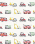 Watercolour Vehicles Wallpaper | Diggers, Fire Engines & Trucks | Kids Bedroom & Nursery