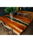 Live Edge River Dining Table with Glass Inlay