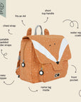 Kids Cotton Backpack with Chest Strap & Water Repellent Coating