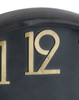 Retro-modern wall clock with brass numerals on black glass face, 80cm diameter, vintage-inspired statement piece by sostter at brixbailey.com