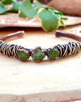 Raw Peridot Copper Cuff - August Stone | Handmade by Blackbird & Sage